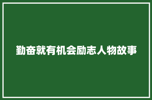 勤奋就有机会励志人物故事