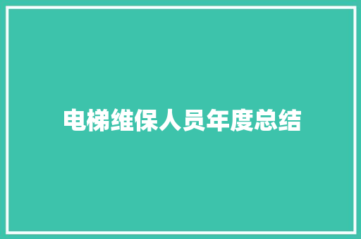 电梯维保人员年度总结