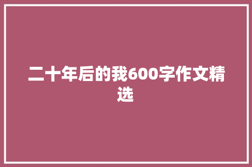 二十年后的我600字作文精选