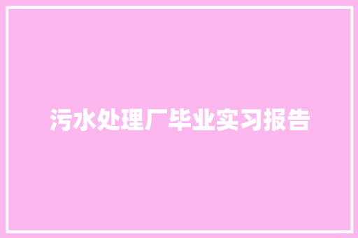 污水处理厂毕业实习报告