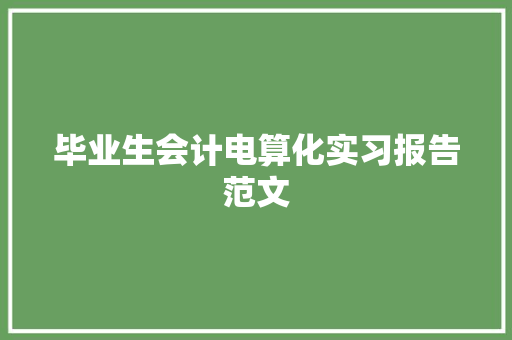 毕业生会计电算化实习报告范文