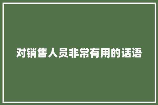 对销售人员非常有用的话语