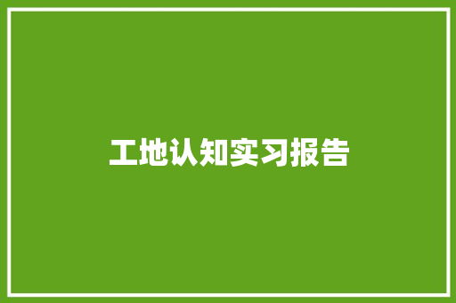 工地认知实习报告