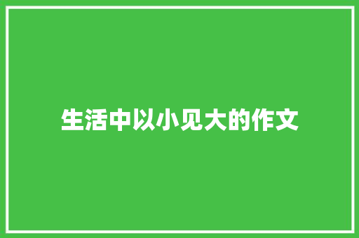 生活中以小见大的作文 论文范文