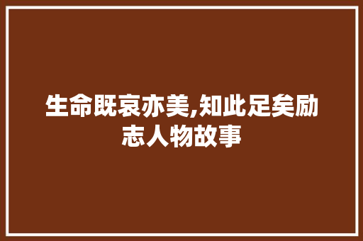 生命既哀亦美,知此足矣励志人物故事