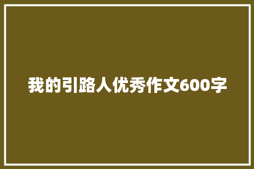 我的引路人优秀作文600字