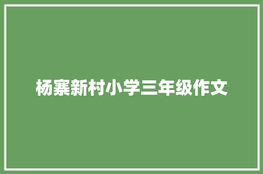 杨寨新村小学三年级作文