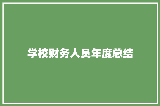 学校财务人员年度总结