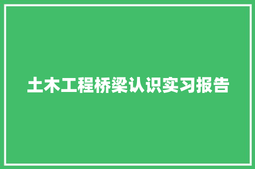 土木工程桥梁认识实习报告