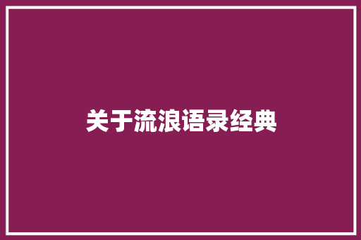 关于流浪语录经典