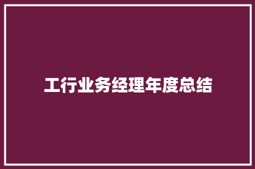 工行业务经理年度总结