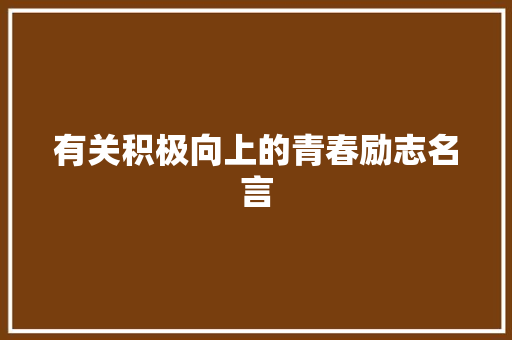 有关积极向上的青春励志名言