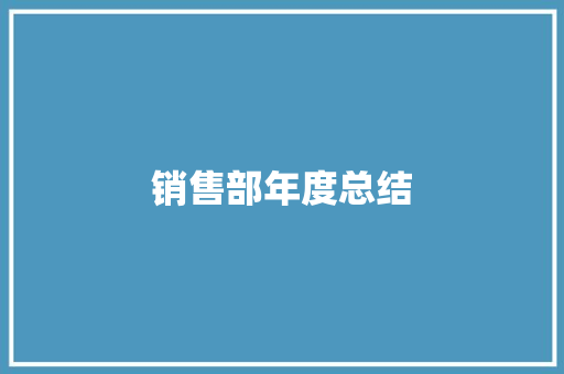 销售部年度总结