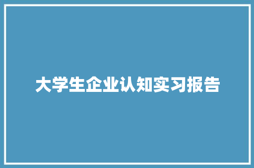 大学生企业认知实习报告