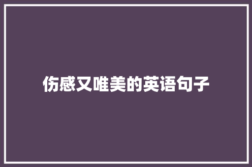 伤感又唯美的英语句子