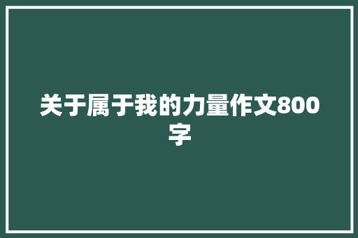 关于属于我的力量作文800字