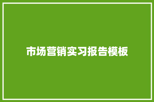 市场营销实习报告模板