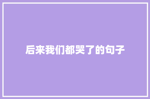 后来我们都哭了的句子