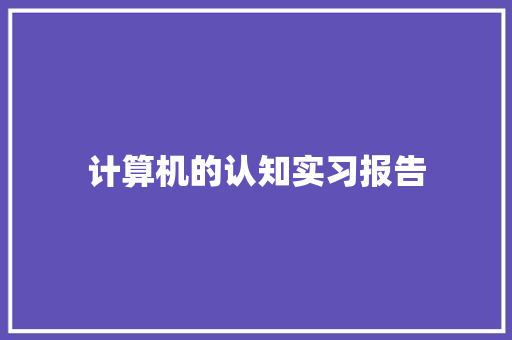 计算机的认知实习报告 简历范文