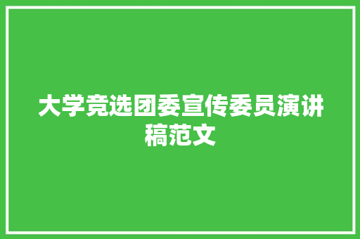 大学竞选团委宣传委员演讲稿范文