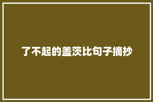 了不起的盖茨比句子摘抄