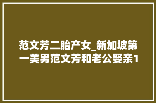 范文芳二胎产女_新加坡第一美男范文芳和老公娶亲13年恩爱如初最好的爱全给你