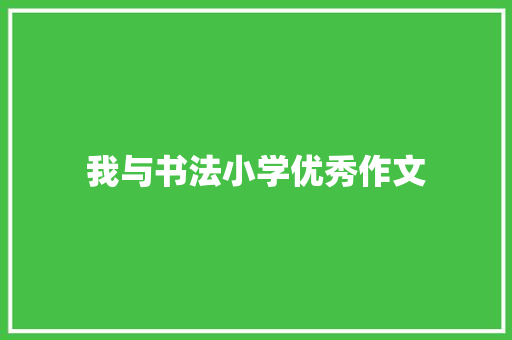 我与书法小学优秀作文