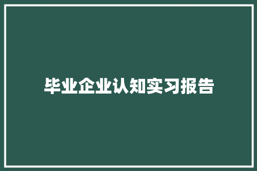 毕业企业认知实习报告