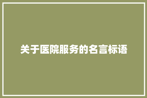 关于医院服务的名言标语