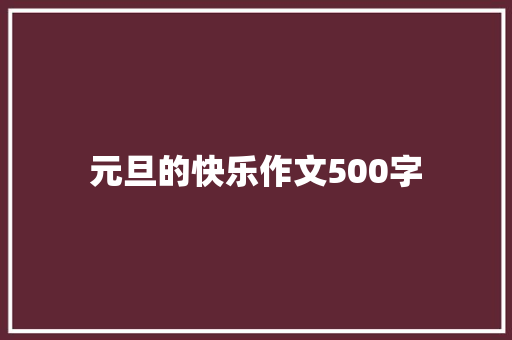 元旦的快乐作文500字 综述范文