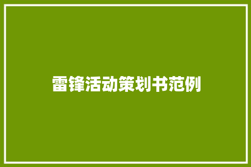 雷锋活动策划书范例