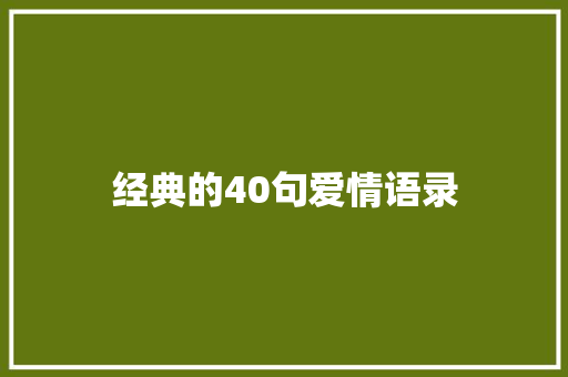 经典的40句爱情语录