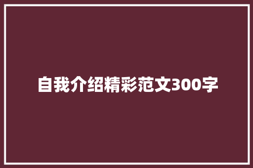 自我介绍精彩范文300字