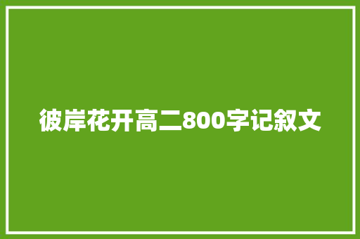 彼岸花开高二800字记叙文