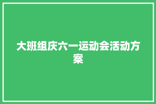 大班组庆六一运动会活动方案