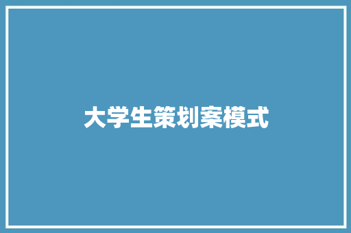 大学生策划案模式