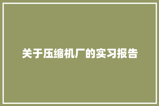 关于压缩机厂的实习报告