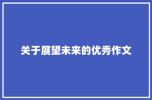 关于展望未来的优秀作文