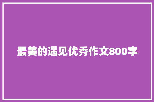 最美的遇见优秀作文800字