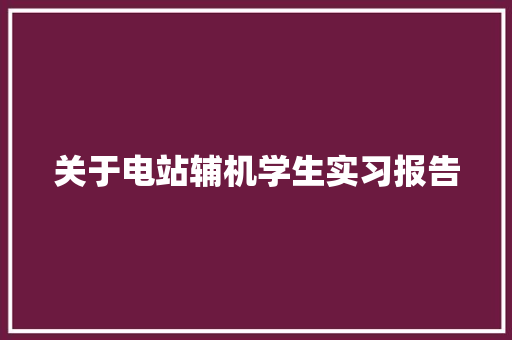 关于电站辅机学生实习报告