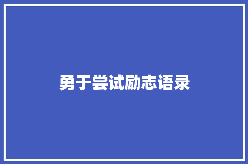 勇于尝试励志语录