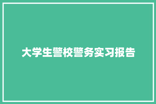 大学生警校警务实习报告