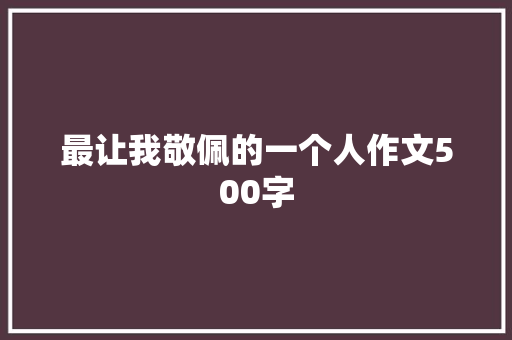 最让我敬佩的一个人作文500字