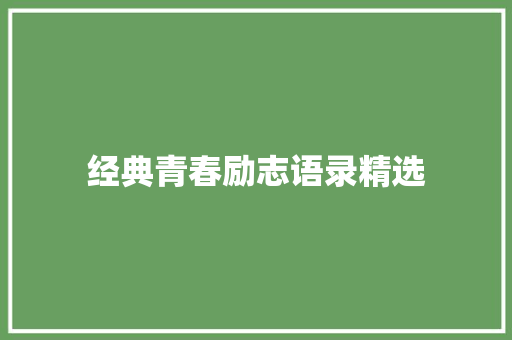 经典青春励志语录精选