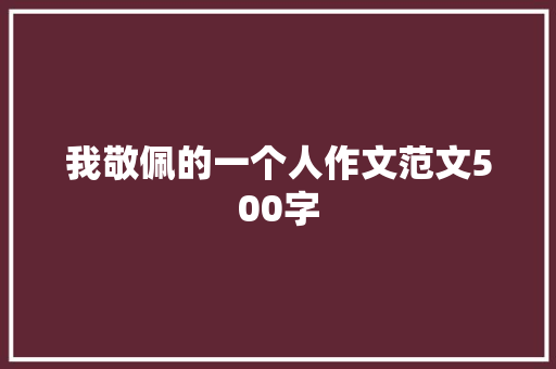 我敬佩的一个人作文范文500字