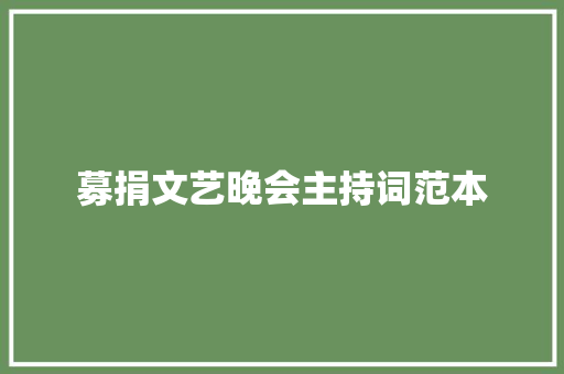 募捐文艺晚会主持词范本