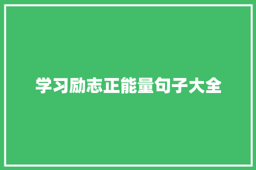 学习励志正能量句子大全