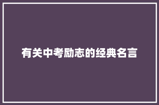 有关中考励志的经典名言