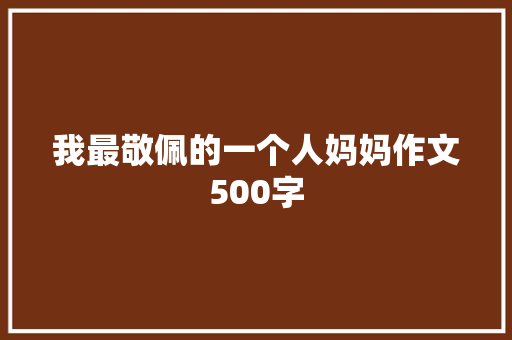 我最敬佩的一个人妈妈作文500字