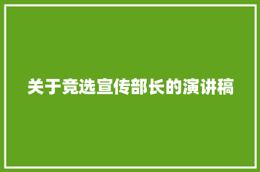 关于竞选宣传部长的演讲稿